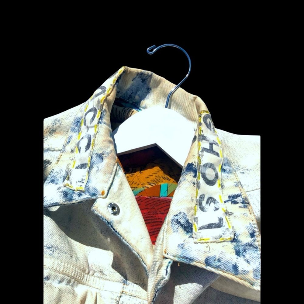 Gucci x GucciGhost Trouble Andrew Runway Hand Painted Logo Denim Mink Fur Jacket - Picture 7 of 17